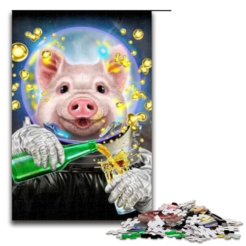 Puzzle für Erwachsene Astronautenschwein 1000 Teile Holzpuzzle für Kinder ab 14 Jahren anspruchsvolles Spiel (75 x 50 cm) von linghhiming