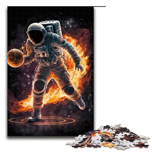 Puzzle für Erwachsene Basketball Astronaut Weltraum 1000 teiliges Holzpuzzle für Kinder ab 14 Jahren Lernspielzeug (75 x 50 cm) von linghhiming
