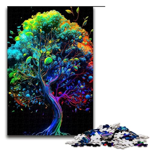 Puzzle für Erwachsene Baum bunt 1000 Teile Holzpuzzle für Kinder ab 14 Jahren Lernspielzeug (75 x 50 cm) von linghhiming