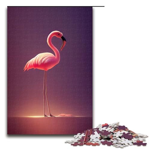 Puzzle für Erwachsene Bezaubernder Flamingo 1000 teiliges Holzpuzzle für Kinder ab 14 Jahren Lernspielzeug 75 x 50 cm von linghhiming