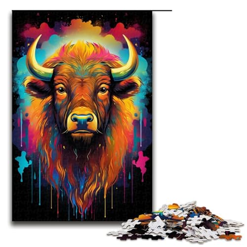 Puzzle für Erwachsene Bisons farbenfrohes psychedelisches 1000 Teile Puzzle Holzpuzzle für Erwachsene und Kinder ab 12 Jahren 75 x 50 cm Puzzle für Erwachsene Bisons farbenfrohes psychedelisches 1000 Teile Puzzle Holzpuzzle für Erwachsene und Kinder ab 12 Jahren 75 x 50 cm von linghhiming