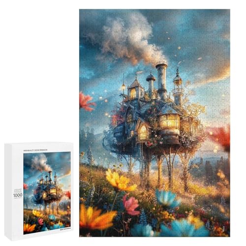 Puzzle für Erwachsene Blumenschloss 1000 Teile Holzpuzzle für Kinder ab 12 Jahren anspruchsvolles Spiel (75 x 50 cm) von linghhiming