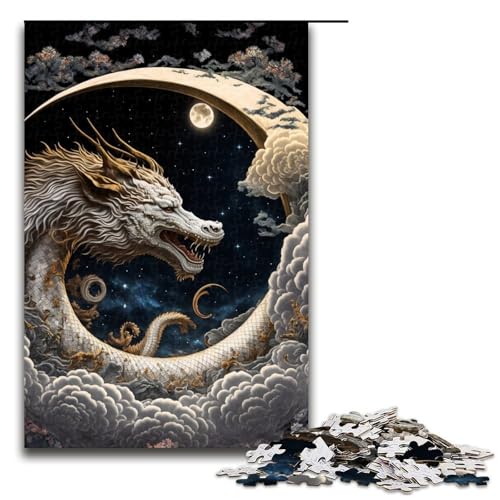 Puzzle für Erwachsene Brave Dragon 1000 teiliges Holzpuzzle für Kinder ab 14 Jahren Lernspielzeug (75 x 50 cm) von linghhiming