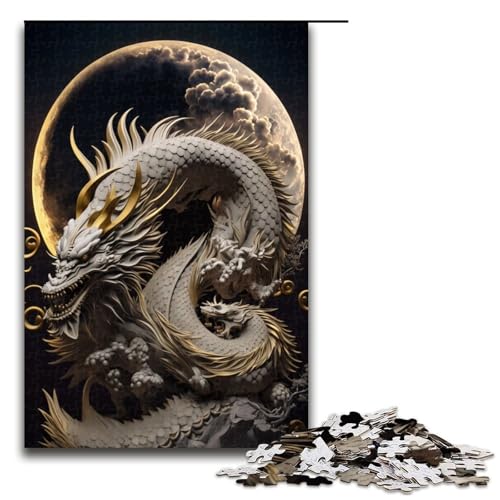 Puzzle für Erwachsene Brave Dragon 1000 teiliges Holzpuzzle für Kinder ab 14 Jahren Lernspielzeug (75 x 50 cm) von linghhiming