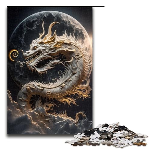 Puzzle für Erwachsene Brave Dragon 1000 teiliges Holzpuzzle für Kinder ab 14 Jahren Lernspielzeug (75 x 50 cm) von linghhiming