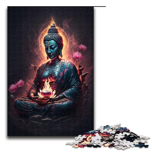Puzzle für Erwachsene Buddha 1000 Teile Holzpuzzle für Erwachsene und Kinder ab 14 Jahren Lernspielzeug 75 x 50 cm von linghhiming
