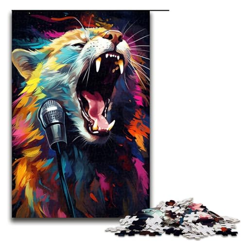 Puzzle für Erwachsene Bunte Fantasiekatze 1000 Teile Holzpuzzle für Erwachsene und Kinder ab 14 Jahren Lernspielzeug 1000 Teile (75 x 50 cm) von linghhiming