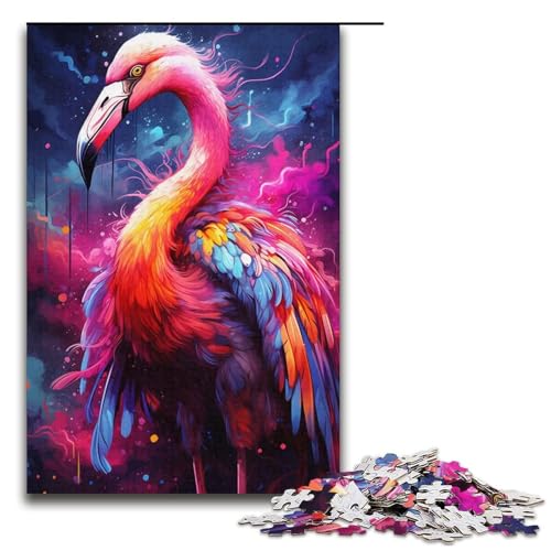 Puzzle für Erwachsene Bunte Flamingos malen 1000 teiliges Papierpuzzle für Kinder ab 14 Jahren Lernspielzeug 1000 Teile (38 x 26 cm) von linghhiming