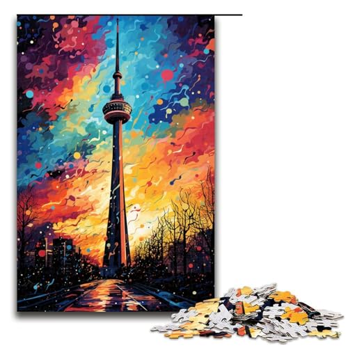 Puzzle für Erwachsene Bunte Gebäude 1000 Teile Holzpuzzle für Erwachsene und Kinder ab 14 Jahren Lernspielzeug 1000 Teile (75 x 50 cm) von linghhiming