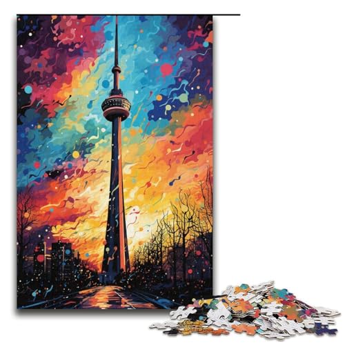 Puzzle für Erwachsene Bunte Gebäude 1000 Teile tolles Geschenk geeignet für Teenager ab 14 Jahren 1000 Teile (38 x 26 cm) von linghhiming