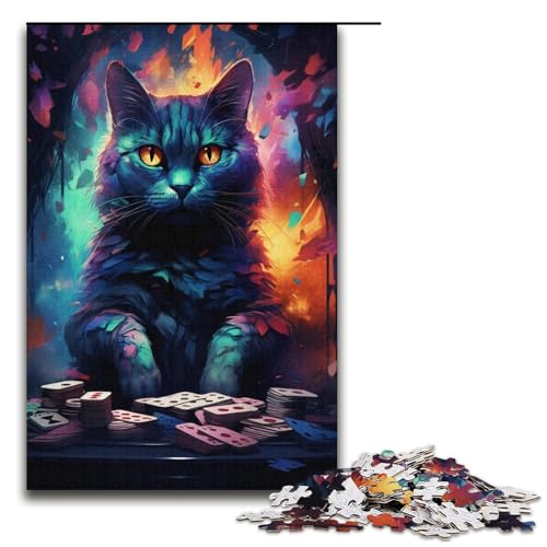 Puzzle für Erwachsene Bunte exotische Katze 1000 Teile Papierpuzzle für Erwachsene und Kinder ab 14 Jahren Lernspielzeug 1000 Teile (38 x 26 cm) von linghhiming