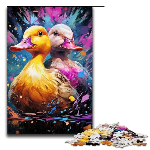 Puzzle für Erwachsene Bunte süße Ente 1000-teiliges Holzpuzzle für Kinder ab 14 Jahren Lernspielzeug 1000 Teile (75 x 50 cm) von linghhiming