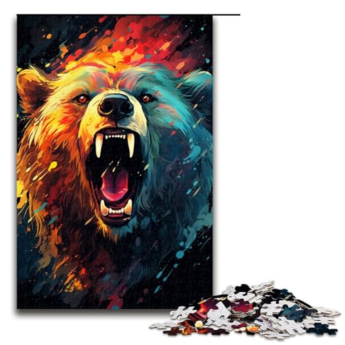 Puzzle für Erwachsene Bunter Psychedelischer Bär 1000 Teile tolles Geschenk geeignet für Teenager ab 14 Jahren (Größe 75 x 50 cm) von linghhiming
