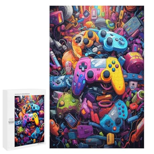 für Erwachsene Puzzle Cartoon Gamepad 1000 Teile Holzpuzzle für Erwachsene und Kinder ab 12 Jahren 75x50cm von linghhiming