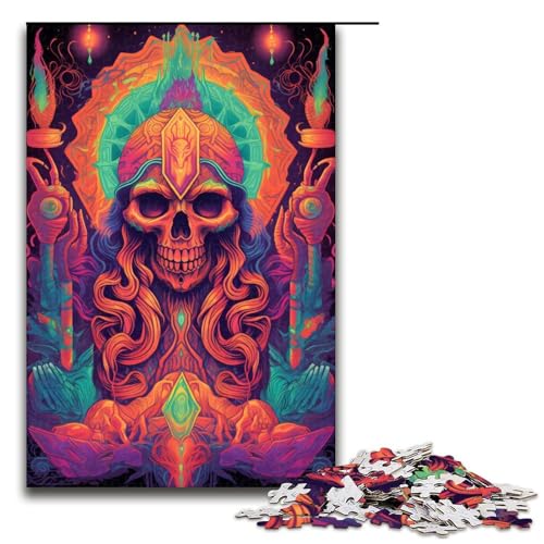 Puzzle für Erwachsene Der alte Totenkopf 1000 teiliges Holzpuzzle für Kinder ab 14 Jahren Lernspielzeug (75 x 50 cm) von linghhiming