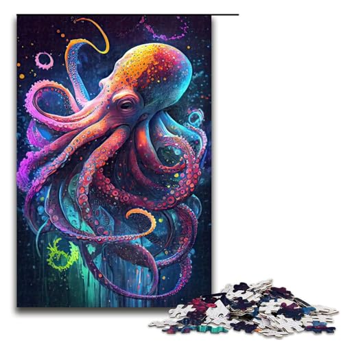 Puzzle für Erwachsene Der intelligente Oktopus 1000 Teile Holzpuzzle für Erwachsene und Kinder ab 14 Jahren Lernspielzeug (75 x 50 cm) von linghhiming