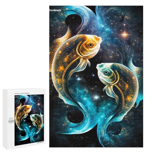 Puzzle für Erwachsene Der kosmische Goldfisch 1000 teiliges Holzpuzzle für Familienspiele (75 x 50 cm) von linghhiming