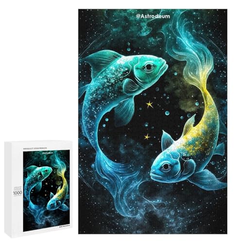 Puzzle für Erwachsene Der kosmische Goldfisch 1000 teiliges Holzpuzzle für Kinder ab 12 Jahren Lernspielzeug (75 x 50 cm) von linghhiming