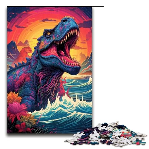 Puzzle für Erwachsene Dinosaurier im Meer 1000 teiliges Holzpuzzle für Kinder ab 14 Jahren Lernspielzeug 75 x 50 cm von linghhiming