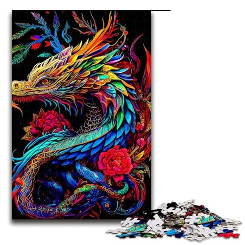 Puzzle für Erwachsene Drache 1000 Teile Holzpuzzle für Erwachsene und Kinder ab 14 Jahren (75 x 50 cm) von linghhiming