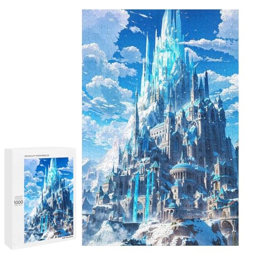Puzzle für Erwachsene Eisschloss 1000 Teile Holzpuzzle für Kinder ab 12 Jahren anspruchsvolles Spiel (75 x 50 cm) von linghhiming