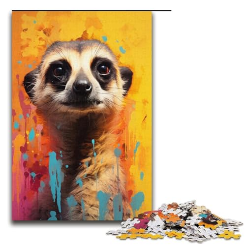 Puzzle für Erwachsene Erdmännchen bunt 1000 Teile Papierpuzzle für Kinder ab 14 Jahren Heimdekoration 1000 Teile (38 x 26 cm) von linghhiming
