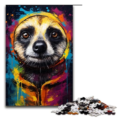 Puzzle für Erwachsene Erdmännchen bunt 1000 Teile tolles Geschenk geeignet für Teenager ab 14 Jahren 1000 Teile (75 x 50 cm) von linghhiming