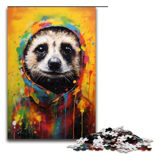Puzzle für Erwachsene Erdmännchen bunt 1000 Teile tolles Geschenk geeignet für Teenager ab 14 Jahren 1000 Teile (75 x 50 cm) von linghhiming