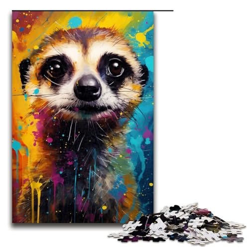 Puzzle für Erwachsene Erdmännchen bunt 1000 Teile tolles Geschenk geeignet für Teenager ab 14 Jahren 1000 Teile (75 x 50 cm) von linghhiming
