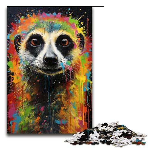 Puzzle für Erwachsene Erdmännchen buntes Puzzle 1000 Teile Holzpuzzle für Kinder ab 14 Jahren anspruchsvolles Spiel 1000 Teile (75 x 50 cm) von linghhiming