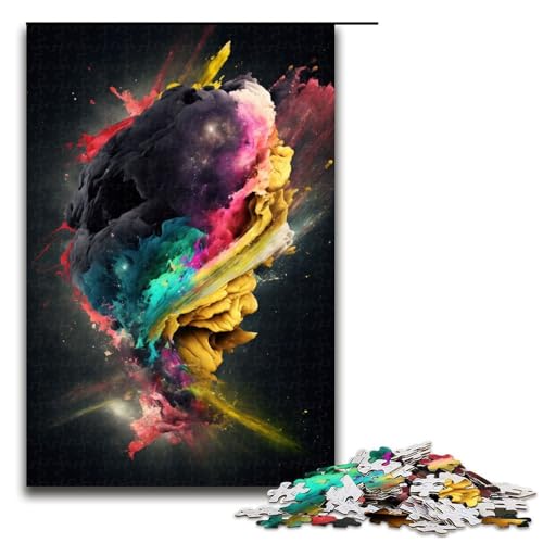 Puzzle für Erwachsene Explosion der Farben 1000 teiliges Holzpuzzle für Kinder ab 14 Jahren Lernspielzeug 75 x 50 cm von linghhiming