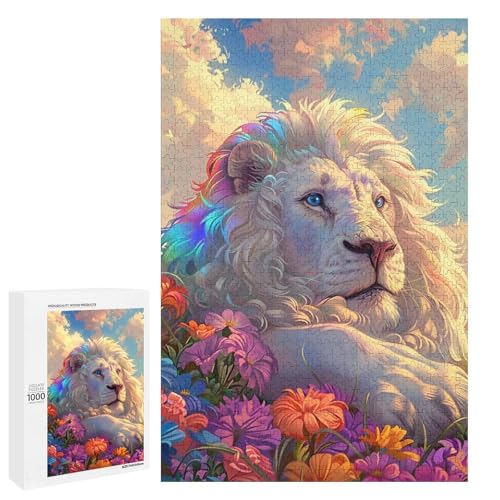 Puzzle für Erwachsene Fantasy Löwe 1000 Teile Holzpuzzle für Kinder ab 12 Jahren anspruchsvolles Spiel (75 x 50 cm) von linghhiming