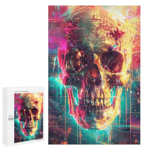 für Erwachsene Puzzle Farbiger Totenkopf 1000 Teile Holzpuzzle für Erwachsene und Kinder ab 12 Jahren 75x50cm für Erwachsene Puzzle Farbiger Totenkopf 1000 Teile Holzpuzzle für Erwachsene und Kinder ab 12 Jahren 75x50cm von linghhiming
