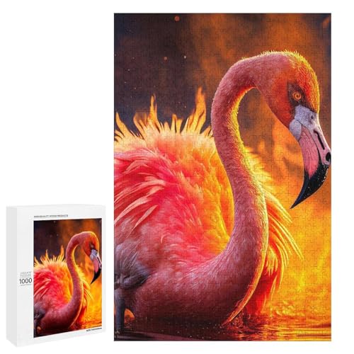 Puzzle für Erwachsene Flamingos in Flammen 1000 teiliges Holzpuzzle für Kinder ab 12 Jahren Lernspielzeug (75 x 50 cm) von linghhiming
