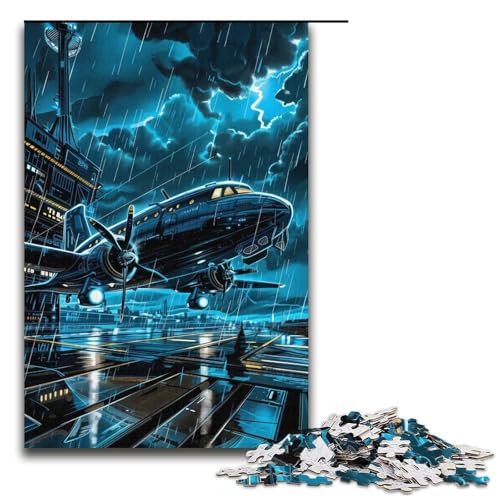 Puzzle für Erwachsene Flugzeuge unter Blitzen 1000 Teile Papierpuzzle für Erwachsene und Kinder ab 14 Jahren 1000 Teile (38 x 26 cm) von linghhiming