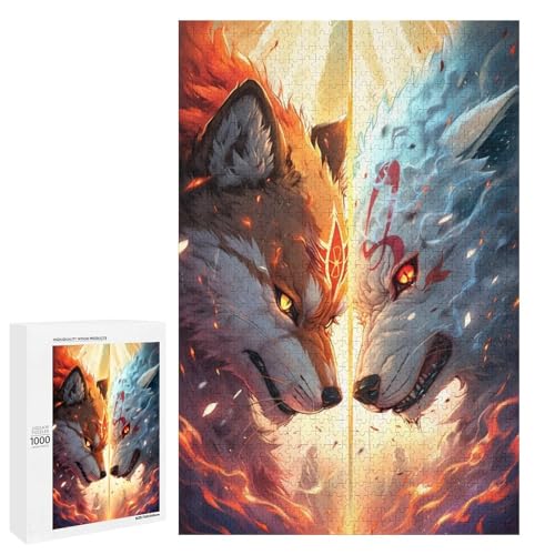 Puzzle für Erwachsene Fuchs 1000 Teile Holzpuzzle für Kinder ab 12 Jahren Heimdekoration (75 x 50 cm) von linghhiming