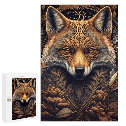 Puzzle für Erwachsene Fuchs 1000 Teile Holzpuzzle für Kinder ab 12 Jahren anspruchsvolles Spiel (75 x 50 cm) von linghhiming