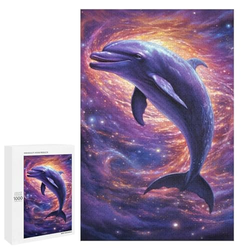Puzzle für Erwachsene Galaxie Delfin 1000 teiliges Holzpuzzle für Kinder ab 12 Jahren Lernspielzeug (75 x 50 cm) von linghhiming