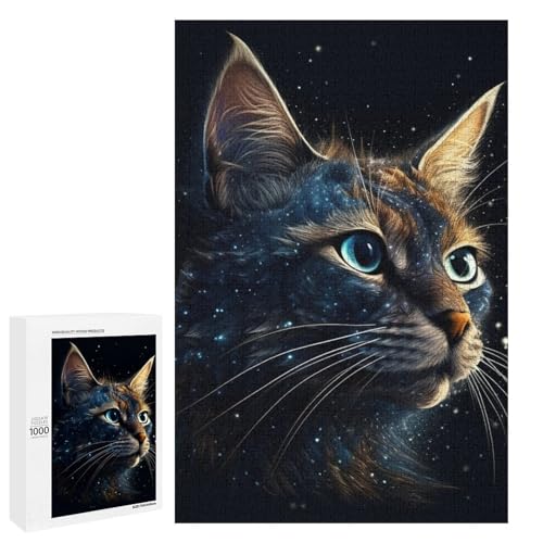 Puzzle für Erwachsene Galaxy Cats 1000 Teile Holzpuzzle für Kinder ab 12 Jahren anspruchsvolles Spiel (75 x 50 cm) von linghhiming