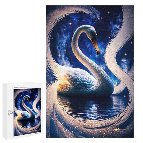 Puzzle für Erwachsene Galaxy Swan 1000 teiliges Holzpuzzle für Kinder ab 12 Jahren Lernspielzeug (75 x 50 cm) von linghhiming