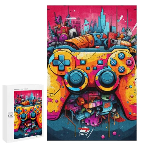 Puzzle für Erwachsene Gamecontroller 1000 Teile Holzpuzzle für Erwachsene und Kinder ab 12 Jahren (75 x 50 cm) von linghhiming