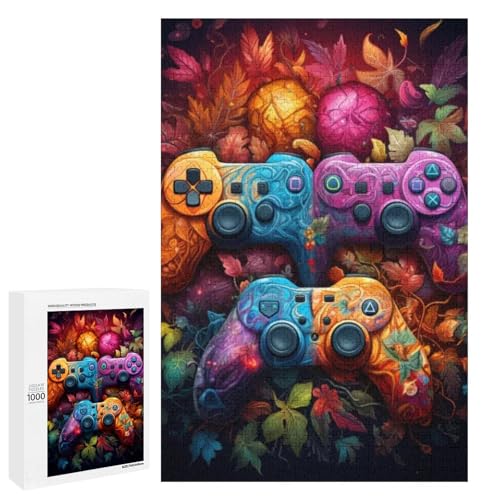 Puzzle für Erwachsene Gamepad Pflanzen 1000 Teile Holzpuzzle für Erwachsene und Kinder ab 12 Jahren (75 x 50 cm) von linghhiming