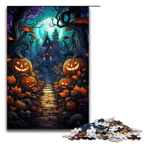 Puzzle für Erwachsene Gemälde eines Kürbishauses 1000 teiliges Holzpuzzle für Kinder ab 14 Jahren Lernspielzeug 1000 Teile (75 x 50 cm) von linghhiming