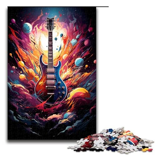 Puzzle für Erwachsene Gitarre im Universum 1000 Teile tolles Geschenk geeignet für Teenager ab 14 Jahren 1000 Teile (75 x 50 cm) von linghhiming