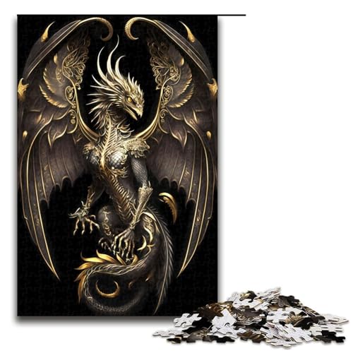 Puzzle für Erwachsene Goldene Drachenkönigin 1000 teiliges Holzpuzzle für Kinder ab 14 Jahren Lernspielzeug 75 x 50 cm von linghhiming