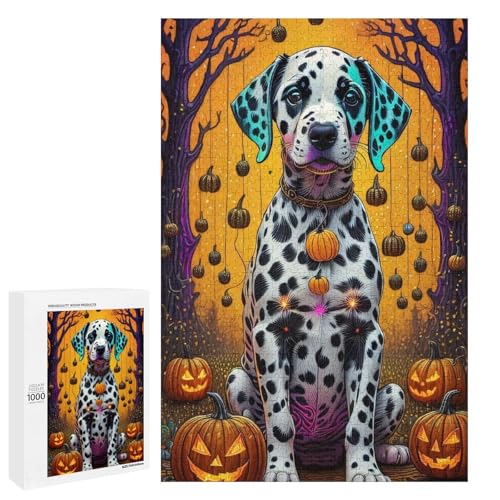 Puzzle für Erwachsene Halloween Hund 1000 Teile Holzpuzzle für Erwachsene und Kinder ab 12 Jahren Lernspielzeug (75 x 50 cm) von linghhiming