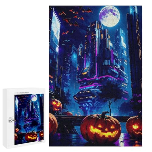 Puzzle für Erwachsene Halloween Karnevalstag 1000 teiliges Holzpuzzle für Familienspiele (75 x 50 cm) von linghhiming