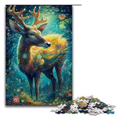 Puzzle für Erwachsene Hirsch 1000 Teile Holzpuzzle für Erwachsene und Kinder ab 14 Jahren (75 x 50 cm) von linghhiming