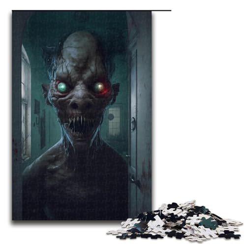 Puzzle für Erwachsene Horror Kunst () 1000 Teile Holzpuzzle für Erwachsene und Kinder ab 14 Jahren 75 x 50 cm von linghhiming