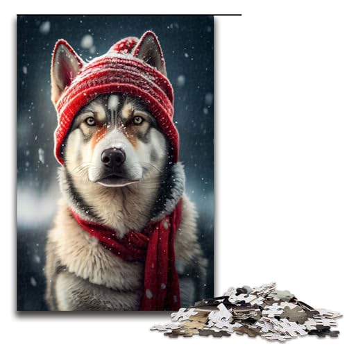 Puzzle für Erwachsene Husky Hut 1000 teiliges Holzpuzzle für Kinder ab 14 Jahren Lernspielzeug 75 x 50 cm von linghhiming